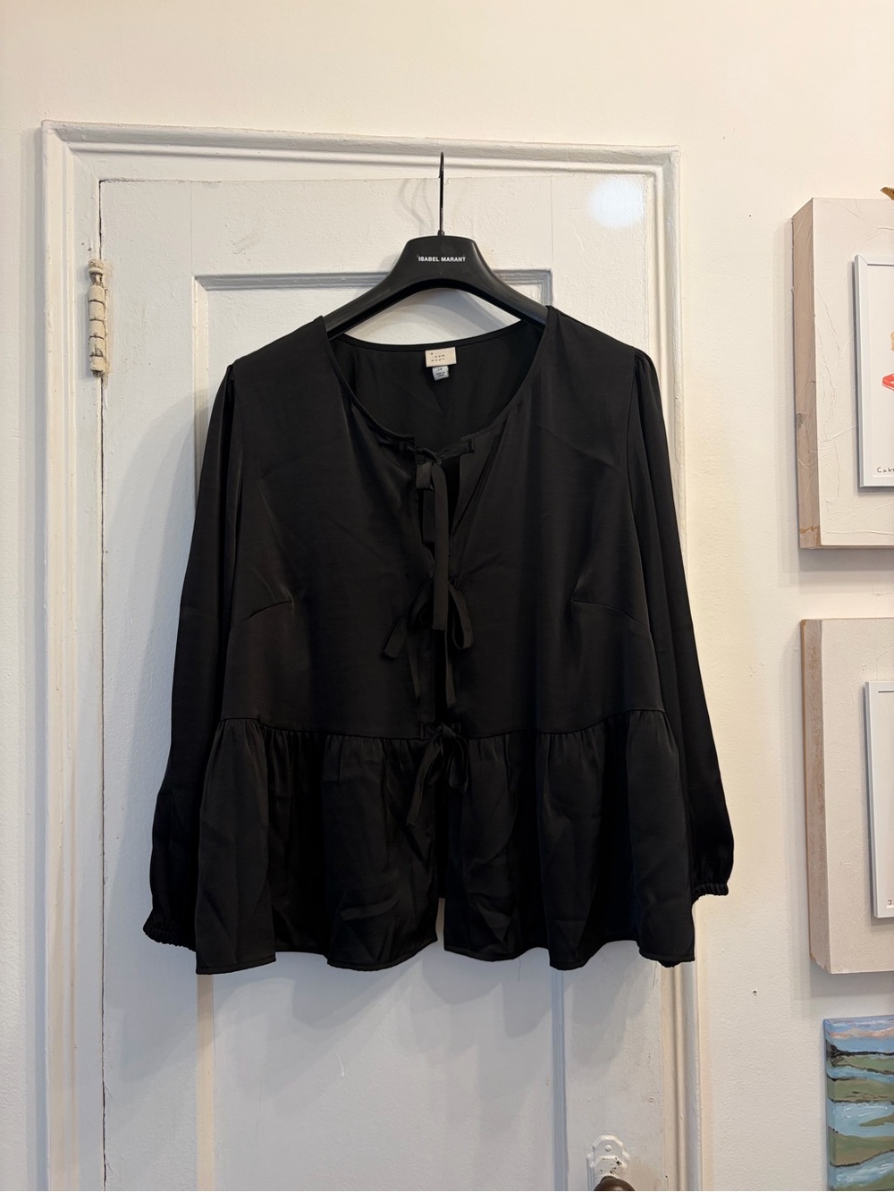 Target a new day Black Tie-Front Peplum Blouse